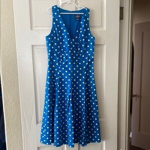American Living Blue Midi Dress with White Dots